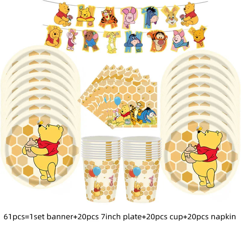 Disney Cartoon Winnie The Pooh Tablecloth Supplies Winnie The Pooh Party Disposable Table Cover Kids Birthday Party Decoration