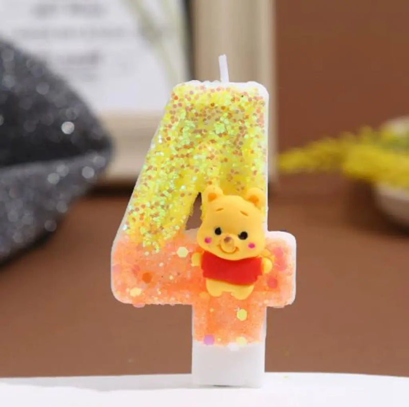 Winnie the Pooh Baby Candle Happy Birthday Number 0-9 Candles Cartoon Cake Cupcake Topper Party Decoration Supplies DIY Gifts
