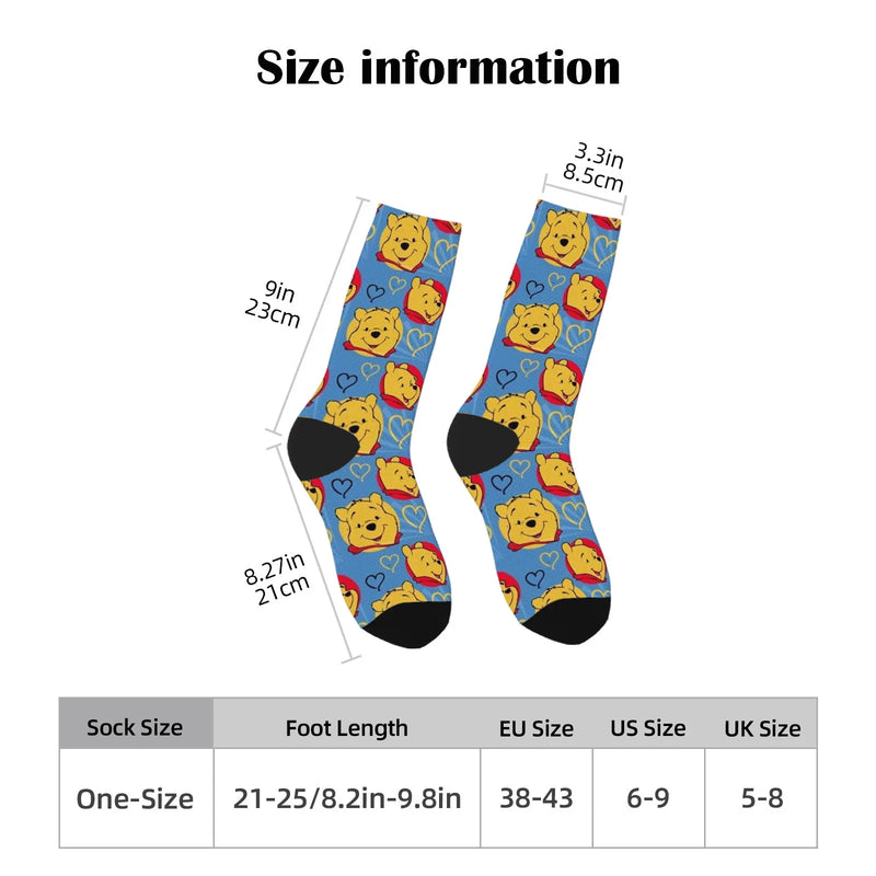 Novelty funny Winnie the Pooh print compression socks men's socks Harajuku retro soft and comfortable happy crazy party gift