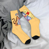 Winnie The Pooh Group Hug Socks Men Women Polyester Funny Happy Eeyore Piglet Tigger Harajuku Middle Tube Socks Gift Stockings