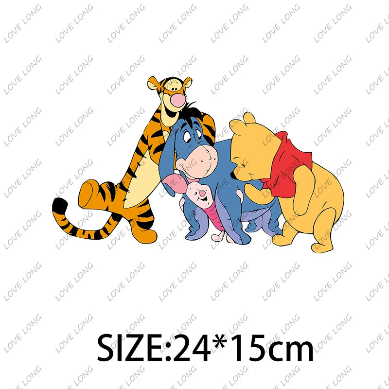 Winnie the Pooh  Clothing Thermoadhesive Patches High quality adhesive backing Iron-on Cartoon Stickers Cheap  DIY Appliques