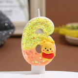Winnie the Pooh Baby Candle Happy Birthday Number 0-9 Candles Cartoon Cake Cupcake Topper Party Decoration Supplies DIY Gifts