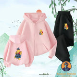 Winnie The Pooh Spring Autumn Cute 2Pcs Casual Hoodie+Pants Tracksuits 3-14 Years Boys Girls Outfits Children Clothes