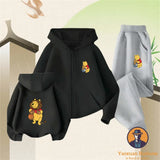 Winnie The Pooh Spring Autumn Cute 2Pcs Casual Hoodie+Pants Tracksuits 3-14 Years Boys Girls Outfits Children Clothes