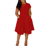 L-4XL Plus Size Clothes Dresses Women Robes Spring Summer Short Sleeve Street Style Casual 3XL Big Size Oversized Midi Dress