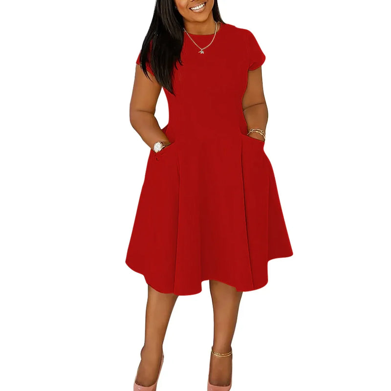 L-4XL Plus Size Clothes Dresses Women Robes Spring Summer Short Sleeve Street Style Casual 3XL Big Size Oversized Midi Dress