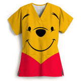 Winnie The Pooh Heart Nurse Uniform Print Tops V-Neck Pocket Medical Uniforms Nursing Scrubs Tops Working Clothes Uniforme Enfer