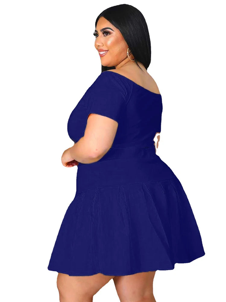 5xl Plus Size Women Clothing Wholesale Summer Outfits Crop Tops and Pleated Skirt Tracksuit Sweet Dress Suits Dropshipping