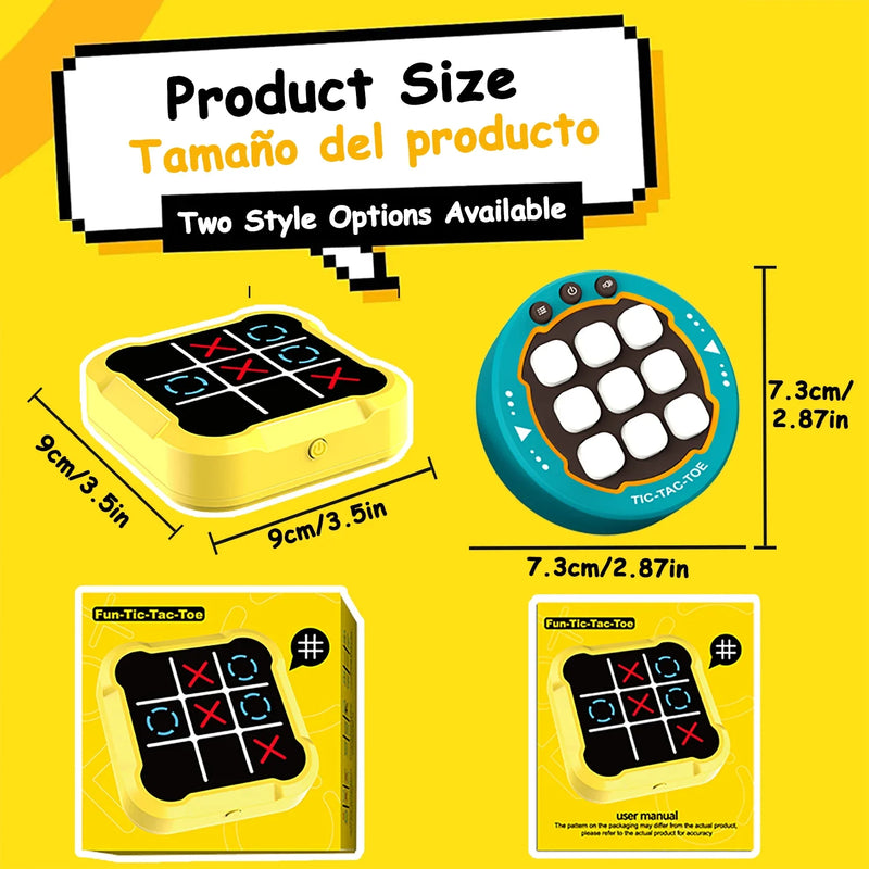 Portable Tic Tac Toe Game Console - Handheld Electronic Puzzle for All Ages, Travel Toys with Memory Training & Montessori Gifts