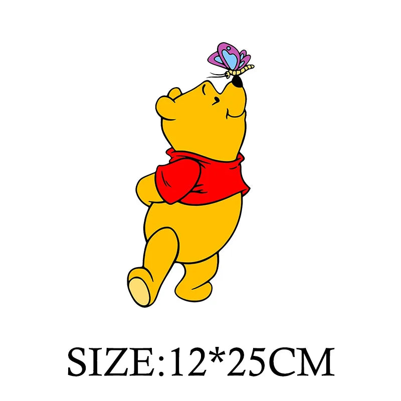 Winnie the Pooh Bear Cartoon Patches for Clothes Heat Transfer Thermal Stickers DIY Kids T shirt Iron on for Women Appliqued