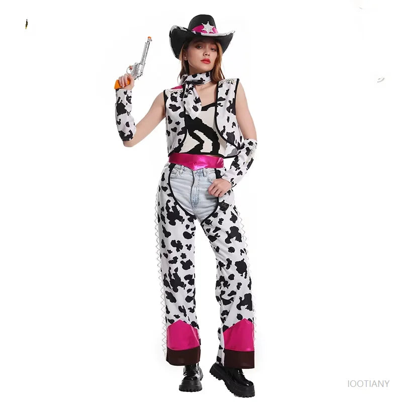 Women Cowboy Dress Western Cosgirl Costumes Adult Fancy Dress Up Carnival Masquerade Cosplay Party Outfits