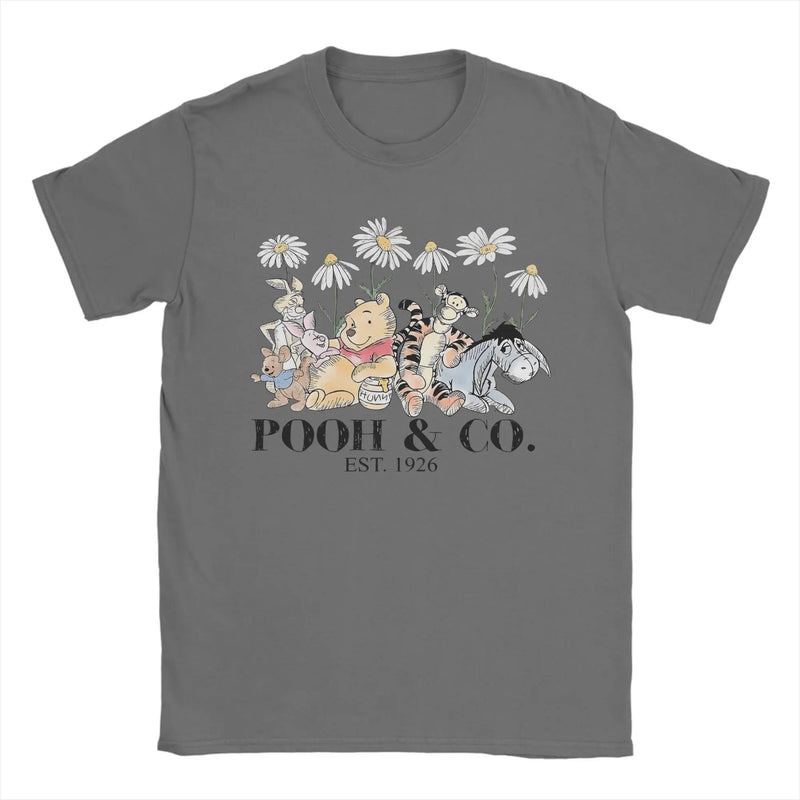 Winnie the Pooh Bear Friends EST 1926 T Shirts Men Cotton Male T-Shirt Round Neck Eeyore Tigger Piglet Tee Shirt merch Big Size