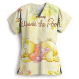 Winnie The Pooh Clinic Hospital Nurse Workwear Teeth 3D Printing T-shirt Women's V-neck Pocket Medical Clothing Nursing Top Work