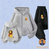 Winnie The Pooh Spring Autumn Cute 2Pcs Casual Hoodie+Pants Tracksuits 3-14 Years Boys Girls Outfits Children Clothes