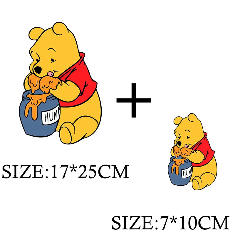 Winnie the Pooh Bear Cartoon Patches for Clothes Heat Transfer Thermal Stickers DIY Kids T shirt Iron on for Women Appliqued