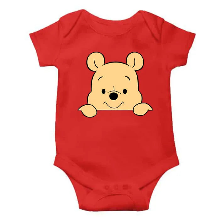 Cartoon Winnie the Pooh Print Baby Clothes Cotton Bodysuit Summer Short Sleeve Newborn Boys Girls Jumpusuit