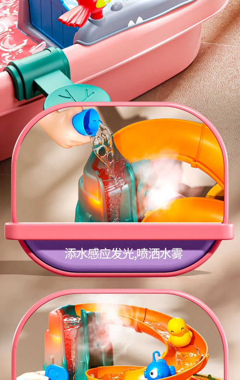 Children's kitchen toys electric fun water play water wash basin fishing dishwashing home role-playing baby early education toy