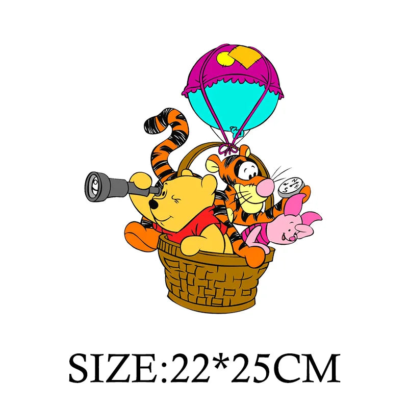 Winnie the Pooh Bear Cartoon Patches for Clothes Heat Transfer Thermal Stickers DIY Kids T shirt Iron on for Women Appliqued