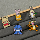 5 Pcs Cute cartoon soft Winnie the Pooh Brooch Winnie the Pooh and Tigger Metal Badges Bunny pin accessories