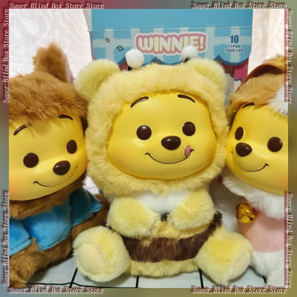 Original Winnie The Pooh Naughty Party Vinyl Face Doll Blind Box Cute Puffy Figurine Collectible Toy Kawaii Girl Birthday Gift