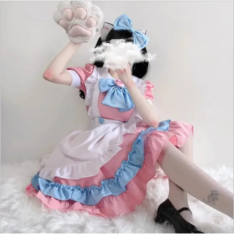 2025 Summer S-4XL Size Super Cute Big Lolita Dress Women's Clothing Pink and Blue Cute Dress Maid Outfit  Cosplay