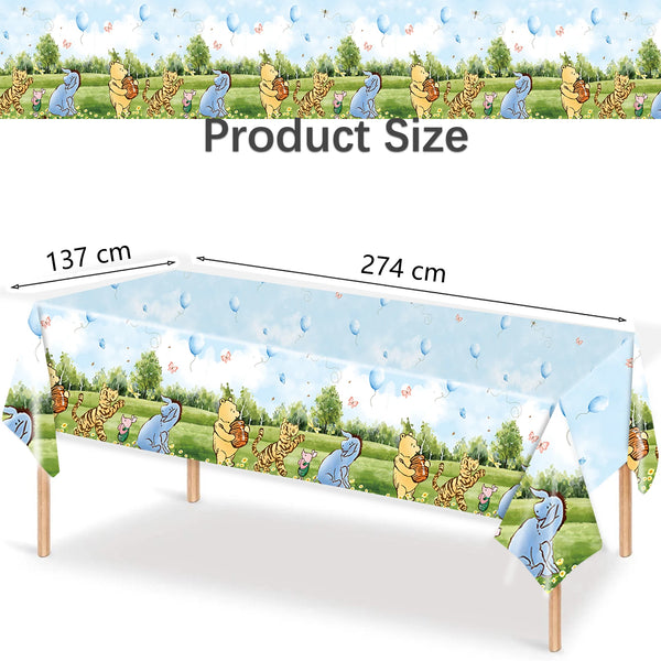 Winnie the Pooh Party Tablecloth Kids Birthday Supplies Winnie the Pooh  Decorations Tablecover for Boys Girls Baby Shower