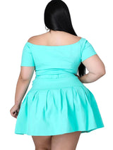 5xl Plus Size Women Clothing Wholesale Summer Outfits Crop Tops and Pleated Skirt Tracksuit Sweet Dress Suits Dropshipping