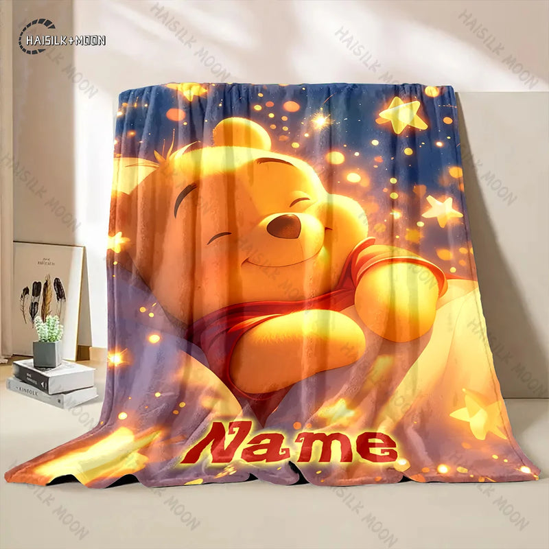 Customized Name Personalized Blanket Winnie The Pooh Printed Blanket Soft and Comfortable Home Travel Adult and Warm Blanket