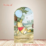 Winnie The Pooh Arch Cover Piglet Eeyore Tigger Pooh Birthday Backdrop Polyester Custom Winnie The Pooh Double-Sided Arch Cover