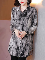 5XL Loose Women Spring Summer Shirts Lady Fashion Casual Long Sleeve Turn-down Collar Printing Blusas Tops TT2030