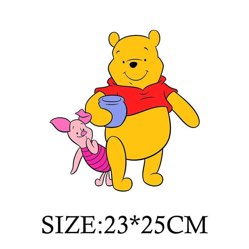 Winnie the Pooh Bear Cartoon Patches for Clothes Heat Transfer Thermal Stickers DIY Kids T shirt Iron on for Women Appliqued