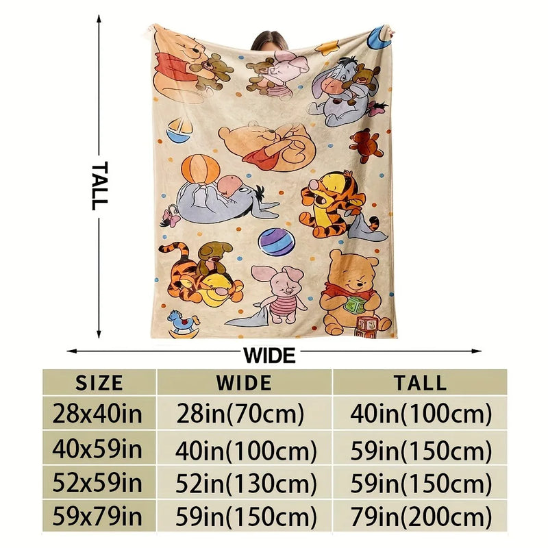 1PC Winnie the Pooh Blanket for Cozy ,Multifunctional blanket suitable for home,  travel, camping, nap cover blanket.