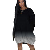 New XL Plus Size Women's Clothing from Europe and America; Casual Gradient Long Sleeve Dress