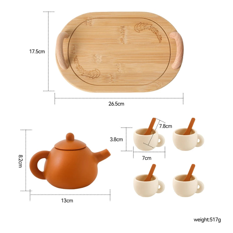 Wooden Afternoon Tea Set Toys,Early Educational Toys for Toddlers,Kitchen Accessories Afternoon Tea Party Food Play Girls Toys