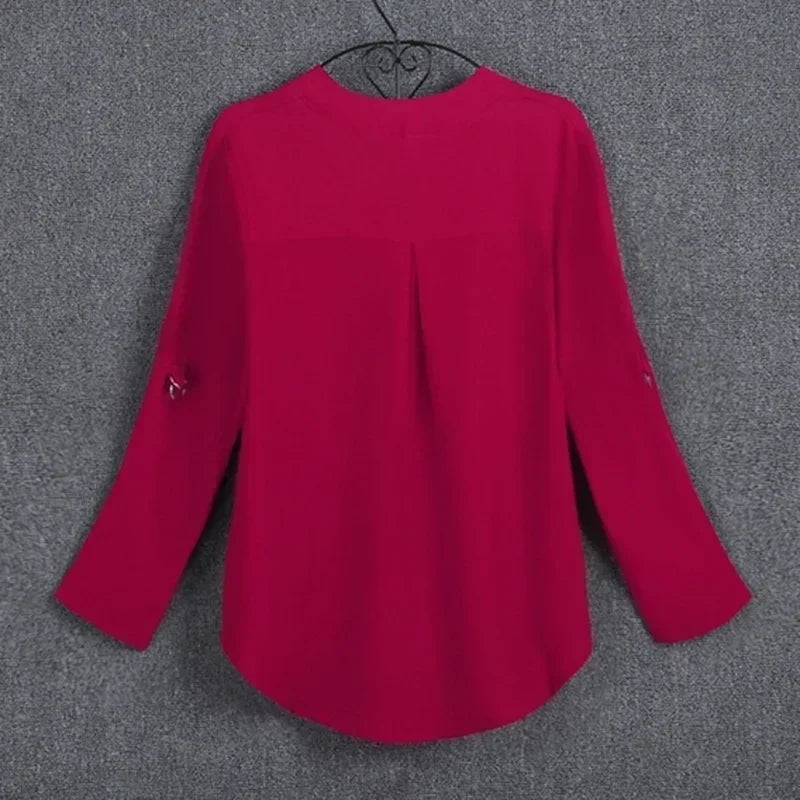 Plus Size Blouse Clothing Women Long Sleeve Shirt Chiffon Blouse Ladies Top blusa feminina S-5XL