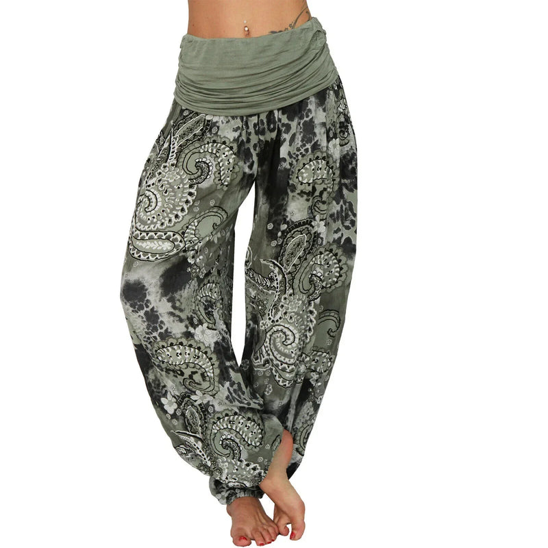 Plus Size 1XL-8XL Woman‘s Fashion  Multi-color Digital Printed Harem Pants Trousers Ladies Long Leg Wide Leg Pants Pants