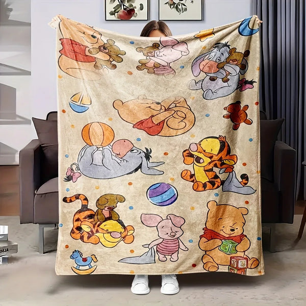 1PC Winnie the Pooh Blanket for Cozy ,Multifunctional blanket suitable for home,  travel, camping, nap cover blanket.