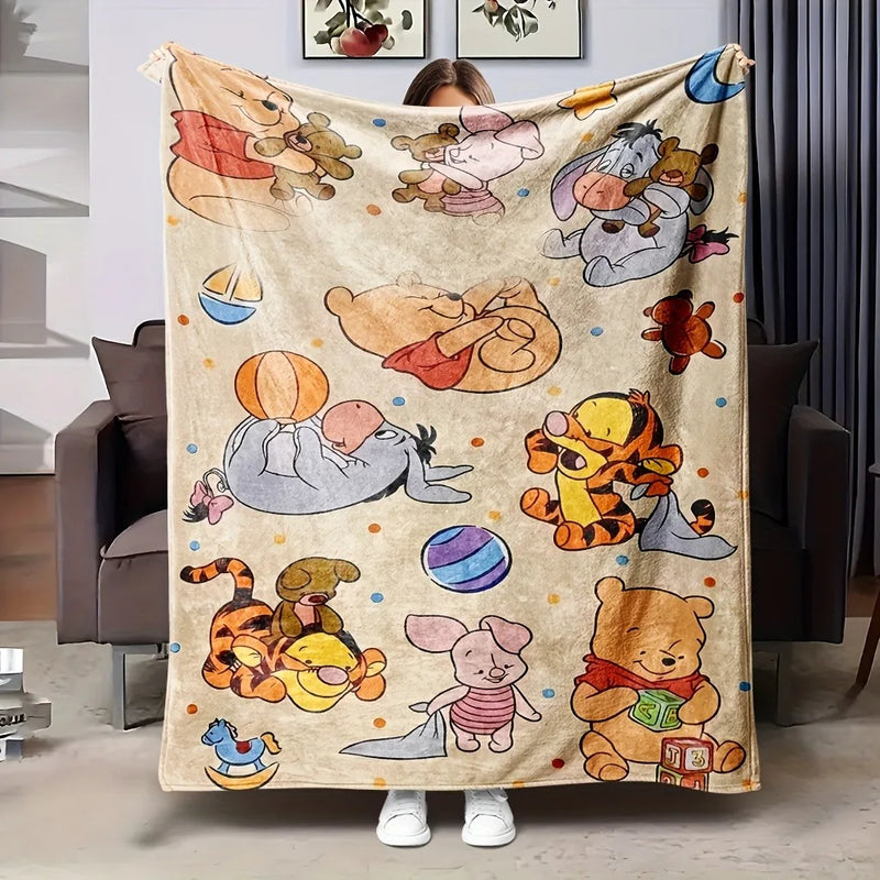 1PC Winnie the Pooh Blanket for Cozy ,Multifunctional blanket suitable for home,  travel, camping, nap cover blanket.