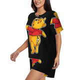 Custom Winnie The Pooh Pajama Sets Womens 2 Piece Short Sleeve Pjs Shorts Sleepwear