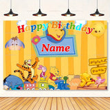 Custom Cartoon Winnie the Pooh Photography Background Personalized Name Children Birthday Decoration Party Supplies Banner