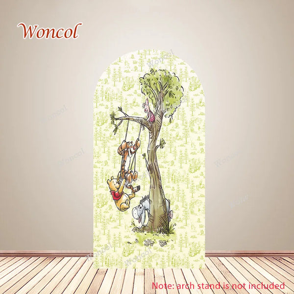 Winnie The Pooh Arch Cover Piglet Eeyore Tigger Pooh Birthday Backdrop Polyester Custom Winnie The Pooh Double-Sided Arch Cover