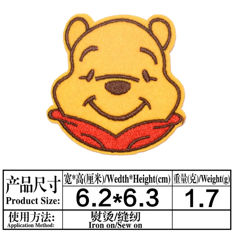 Cartoon Cute Bear Winnie the Pooh Patch For DIY Sew on Child Clothe Ironing Patches Jeans Embroidered Applique Wholesale