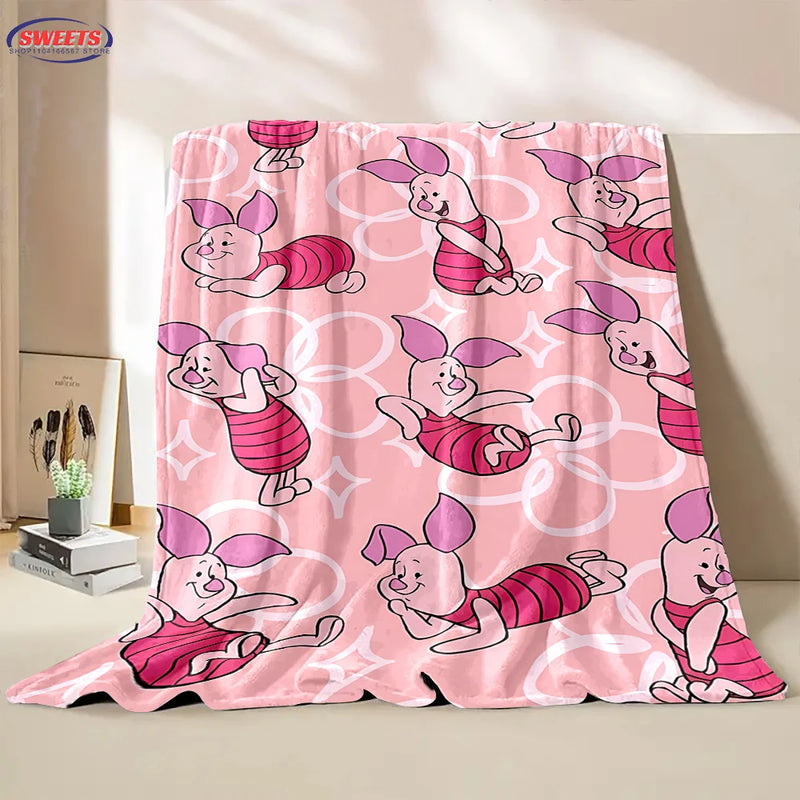 3D Winnie the Pooh Piglet  Cartoon Flannel Blanket for Bed Bedroom Sofa Picnic,Throw Blanket for Cover Outdoor Leisure Nap Gifts