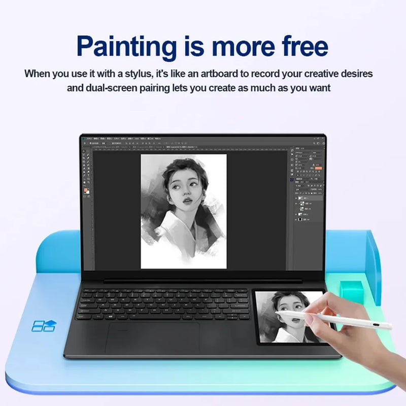 CRELANDER X15 Dual Screen Laptop 15.6" IPS+7" Touch Screen 16G DDR4 2TB SSD Intel N100 Processor Windows11 Notebook Computer
