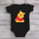 Cute Winnie the Pooh Bear Cartoon Toddler Jumpsuit Baby Girl Boy Black Cotton Clothes Kawaii Summer Newborn Baby Romper