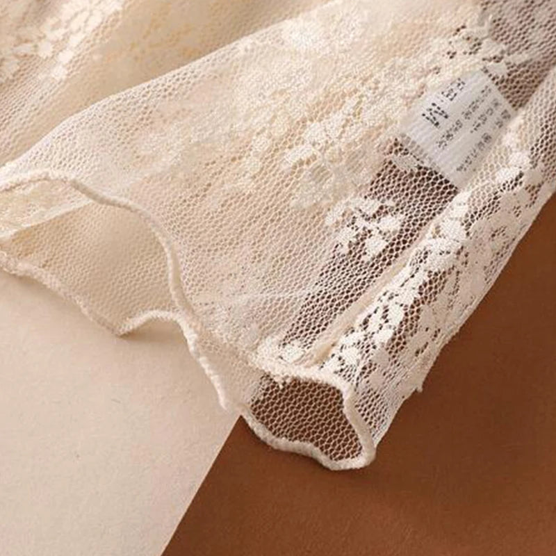 S-XL New Women Floral Lace Shirt Spring Autumn Long Sleeve Sexy Mesh Bottoming Shirts Mock Neck Blouse T-Shirt Pullover Top