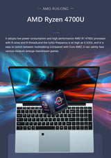 Ultrabook Laptop 15.6 inch AMD R7 4700U Backlit Keyboard Windows11 32GB DDR4 2TB Fingerprint Unlock Gaming Laptop Computer