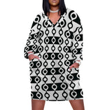 Plus Size Cow Print Dress for Women XL-6XL, V-Neck Animal Print Dress, Bold Black & White Design for Casual & Everyday Wear