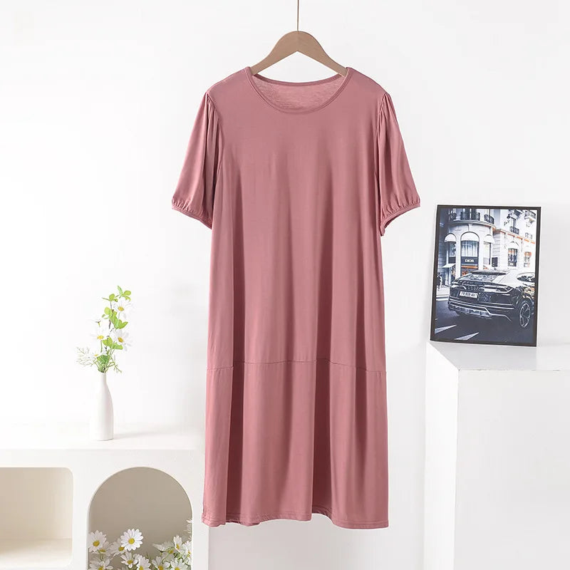 XL-8XL Plus Size Night Dress Woman New Short Sleeve Modal Sleepwear Women's Nightgowns Loose Comfort Night Wear Nightshirt
