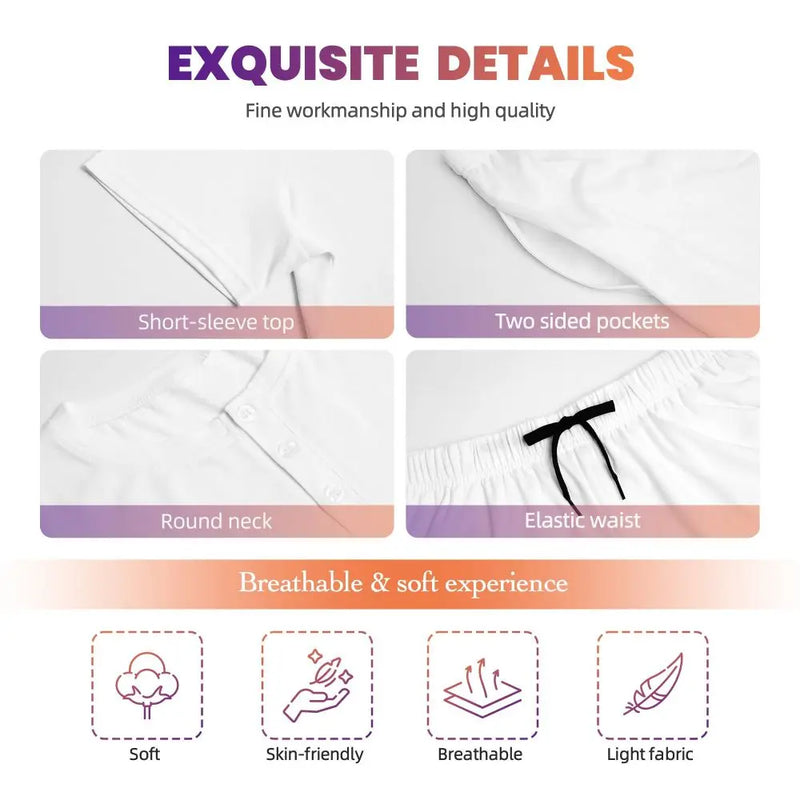 Custom Winnie The Pooh Pajama Sets Womens 2 Piece Short Sleeve Pjs Shorts Sleepwear